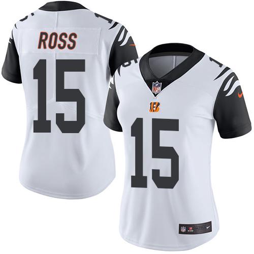 Nike Bengals #15 John Ross White Women's Stitched NFL Limited Rush Jersey